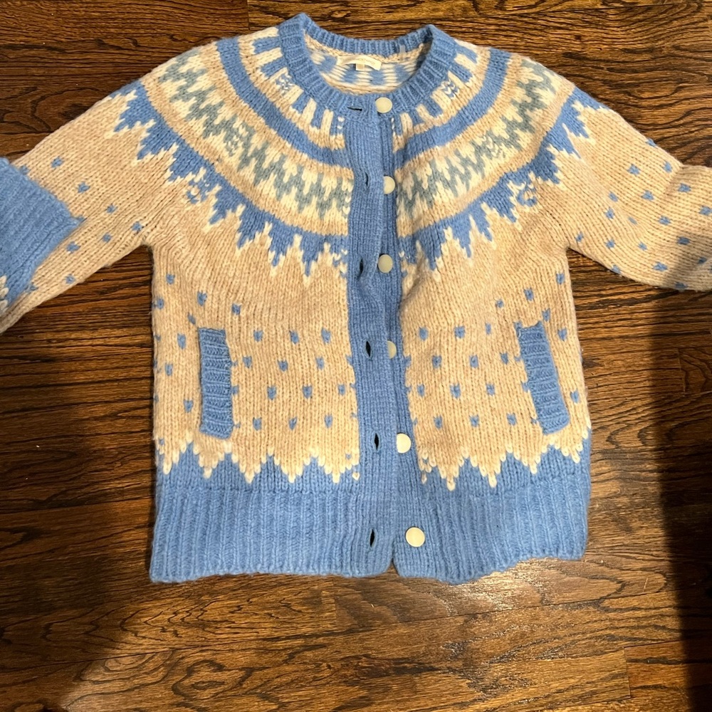 Loveshackfancy fair isle boyfriend alpaca cardigan M